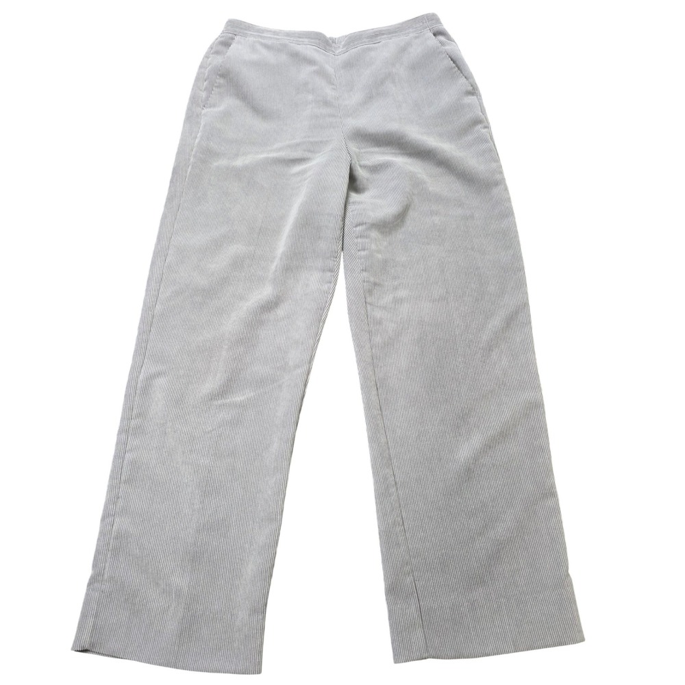 Alfred Dunner Corduroy Wide Leg Pants Women's Size 12 Gray Elastic Waist Pull On